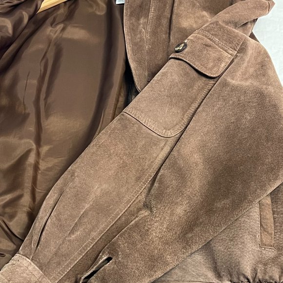 Boston Traders Men's Suede Bomber Jacket Brown Full Zipper Size L - Picture 4 of 10